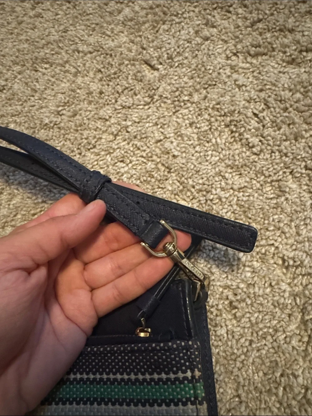 kate spade Navy Multi-Stripe Crossbody with Gold Hardware